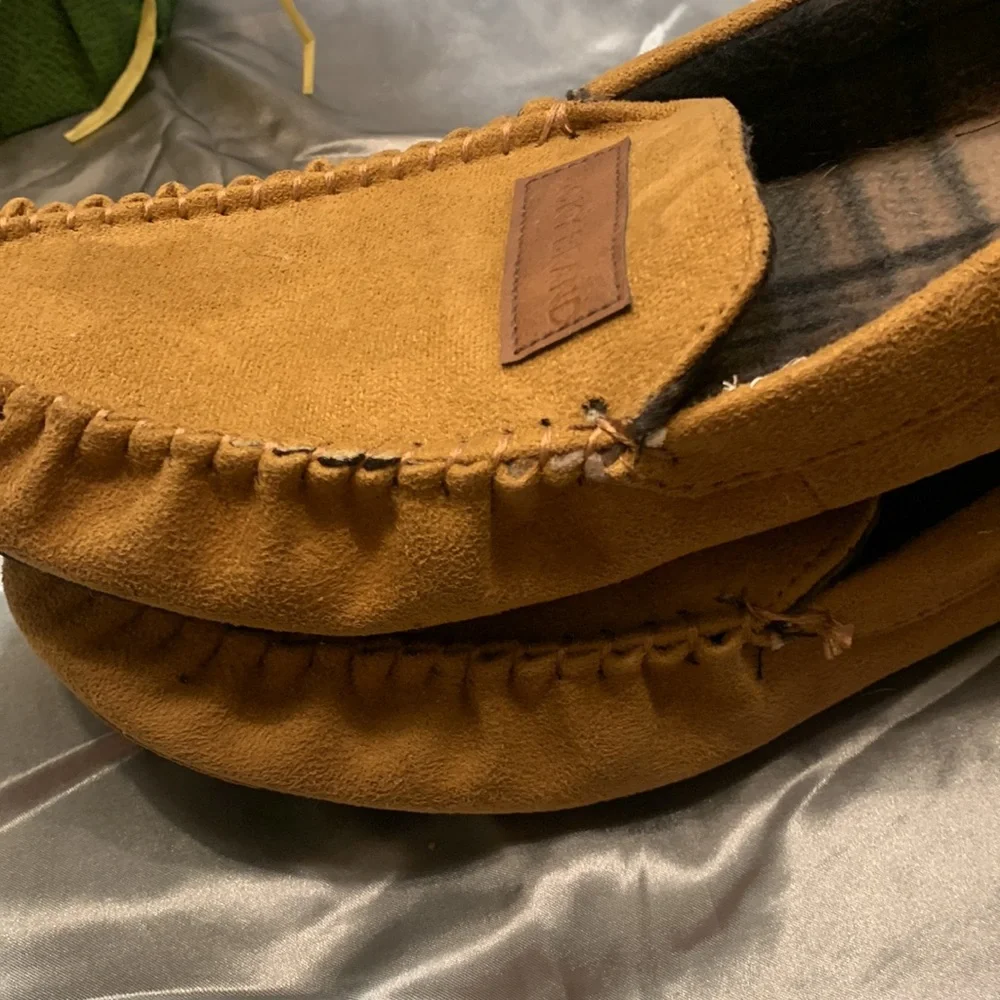 🌹 LUCKY BRAND • Brown Faux Suede WARM COZY MENS SLIP ON LOUNGE HOUSE SHOES •